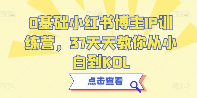 0基础小红书博主IP训练营，37天天教你从小白到KOL-玩备项目资源网