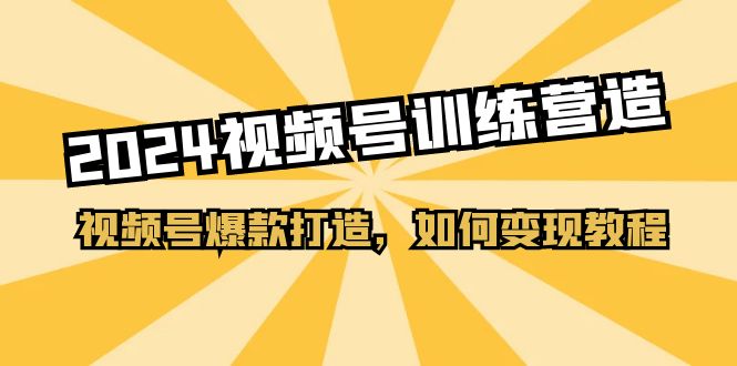 2024视频号训练营，视频号爆款打造，如何变现教程（20节课）-玩备项目资源网