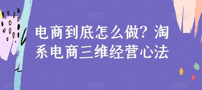电商到底怎么做？淘系电商三维经营心法-玩备项目资源网