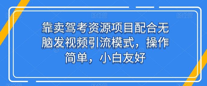 靠卖驾考资源项目配合无脑发视频引流模式，操作简单，小白友好【揭秘】-玩备项目资源网