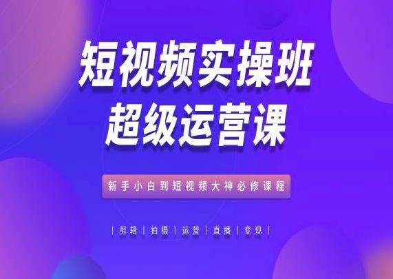 短视频实操班超级运营课，新手小白到短视频大神必修课程-玩备项目资源网