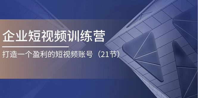 企业短视频训练营：打造一个盈利的短视频账号（21节）-玩备项目资源网