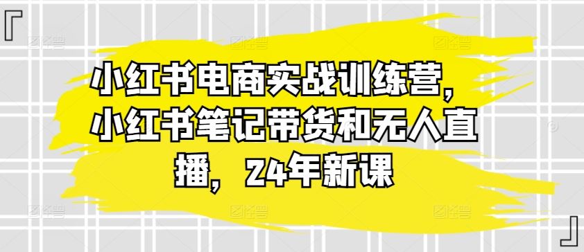 小红书电商实战训练营，小红书笔记带货和无人直播，24年新课-玩备项目资源网
