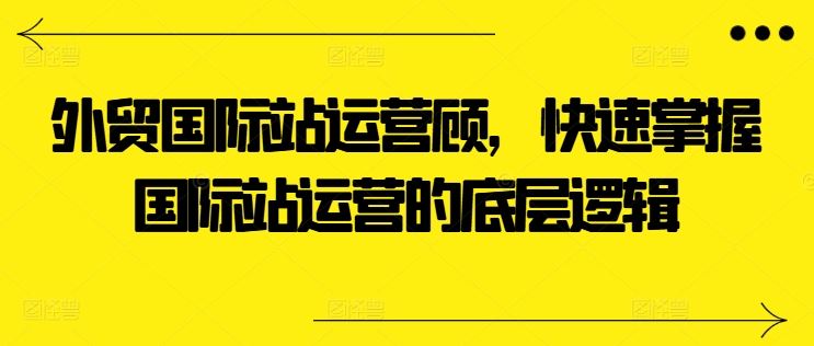外贸国际站运营顾问，快速掌握国际站运营的底层逻辑-玩备项目资源网