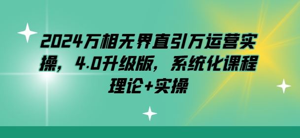 2024万相无界直引万运营实操，4.0升级版，系统化课程 理论+实操-玩备项目资源网