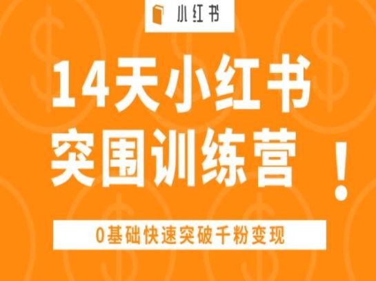 14天小红书突围训练营 ，0基础快速突破千粉变现-玩备项目资源网