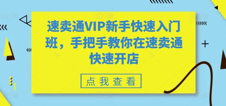 速卖通VIP新手快速入门班，手把手教你在速卖通快速开店-玩备项目资源网