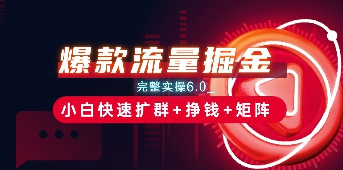 爆款流量掘金_完整实操6.0_小白快速扩群+挣钱+矩阵思路【揭秘】-玩备项目资源网
