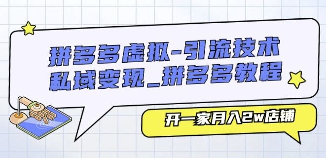拼多多虚拟-引流技术与私域变现_拼多多教程：开一家月入2w店铺-玩备项目资源网