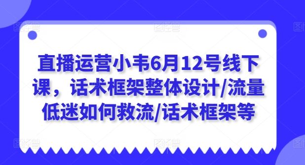 直播运营小韦6月12号线下课，话术框架整体设计/流量低迷如何救流/话术框架等-玩备项目资源网