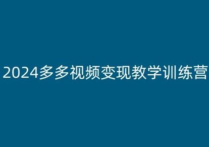 2024多多视频变现教学训练营，新手保姆级教程，适合新手小白-玩备项目资源网