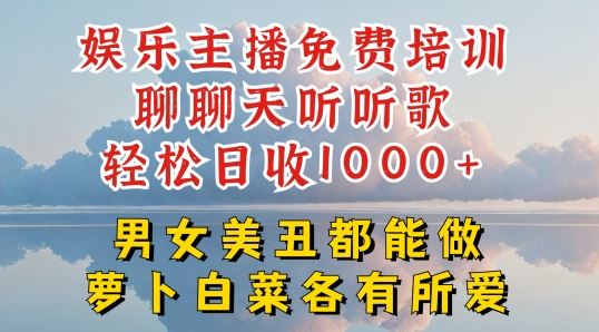 娱乐主播免费培训聊聊天听听歌轻松日收1K+，男女美丑都能做萝卜白菜各有所爱【揭秘】-玩备项目资源网