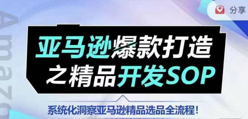 【训练营】亚马逊爆款打造之精品开发SOP，系统化洞察亚马逊精品选品全流程-玩备项目资源网
