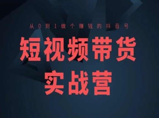 短视频带货实战营(高阶课)，从0到1做个赚钱的抖音号-玩备项目资源网