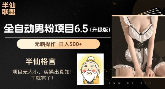 男粉项目6.5升级版，全自动男粉项目，日收入1K+【揭秘】-玩备项目资源网