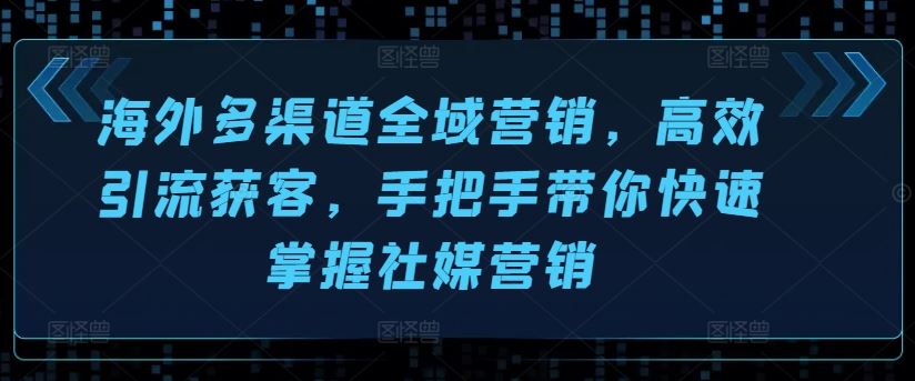 海外多渠道全域营销，高效引流获客，手把手带你快速掌握社媒营销-玩备项目资源网