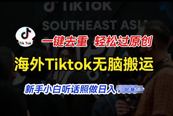 海外Tiktok短视频无脑搬运，一键去重轻松过原创，新手小白听话照做日入几张【揭秘】-玩备项目资源网