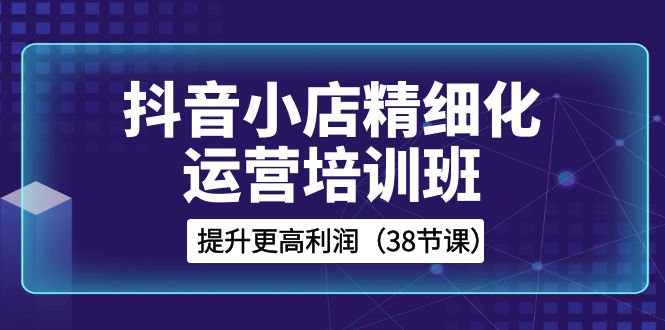 （8391期）抖音小店-精细化运营培训班，提升更高利润（38节课）-玩备项目资源网