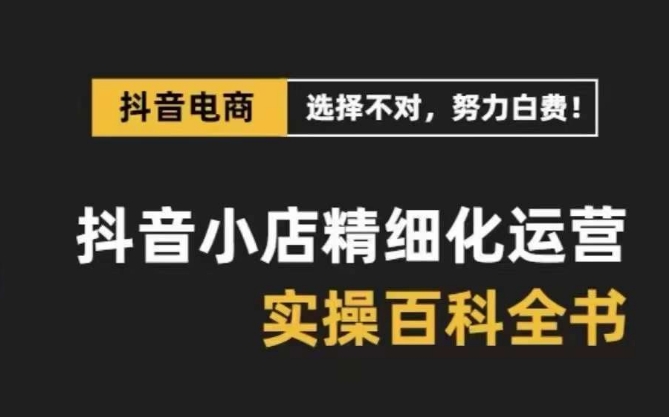 （8380期）抖音小店 精细化运营-百科全书，保姆级运营实战讲解（28节课）-玩备项目资源网