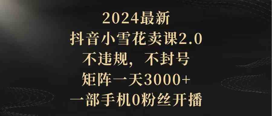 （9639期）2024最新抖音小雪花卖课2.0 不违规 不封号 矩阵一天3000+一部手机0粉丝开播-玩备项目资源网