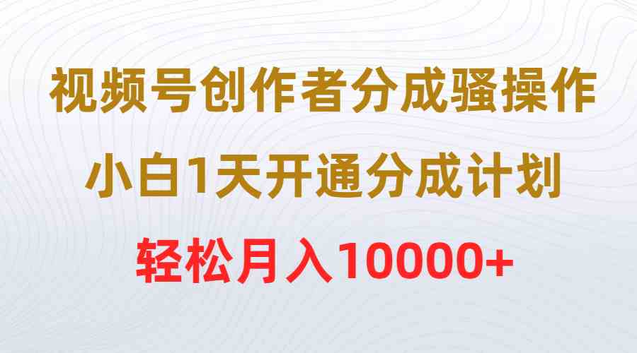 （9656期）视频号创作者分成骚操作，小白1天开通分成计划，轻松月入10000+-玩备项目资源网