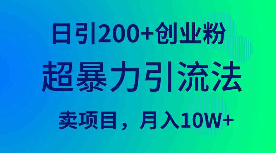 （9654期）超暴力引流法，日引200+创业粉，卖项目月入10W+-玩备项目资源网