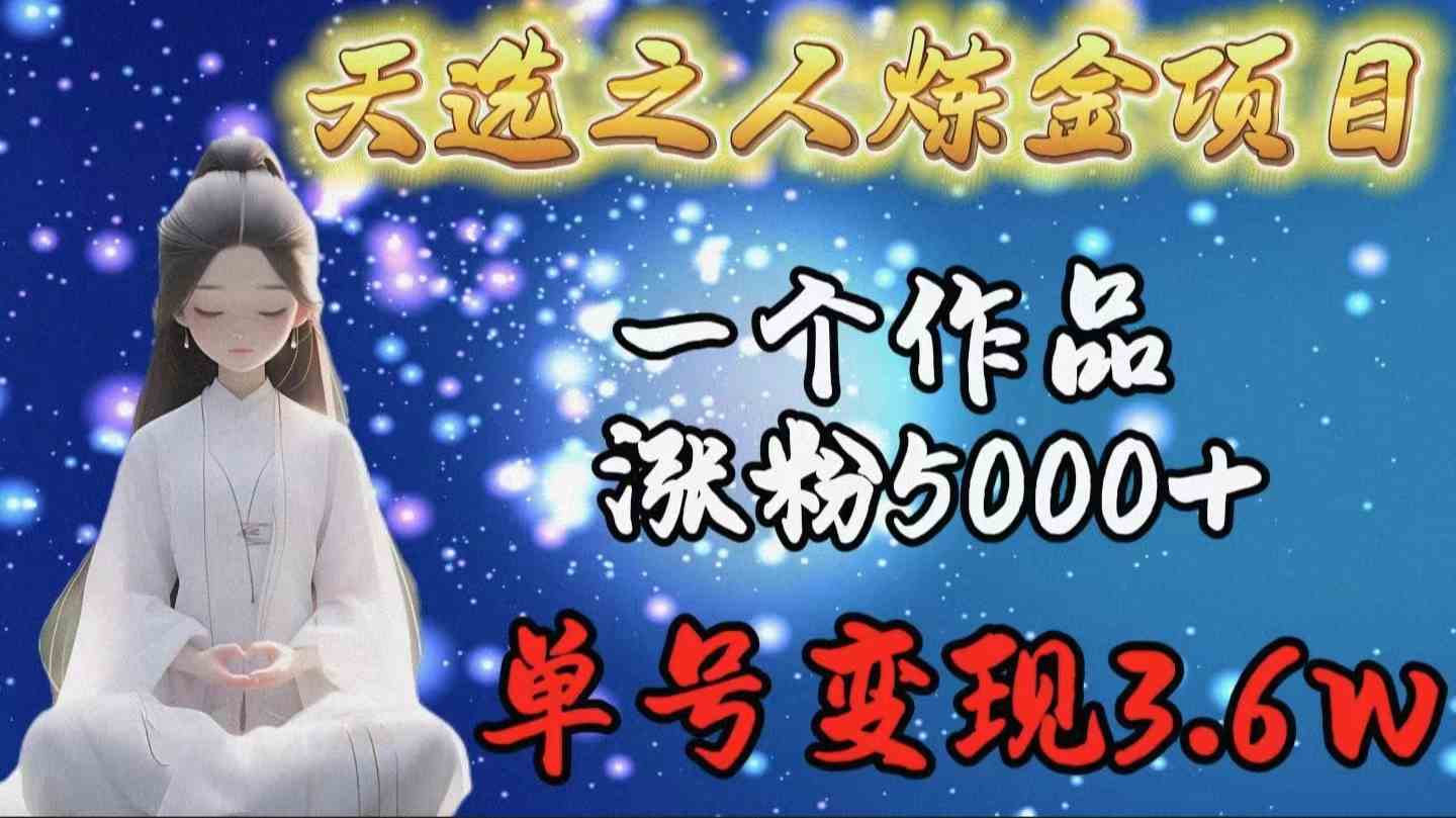 （9693期）天选之人炼金项目，一个作品涨粉5000+，单号变现3.6w-玩备项目资源网