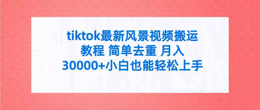 （9804期）tiktok最新风景视频搬运教程 简单去重 月入30000+附全套工具-玩备项目资源网