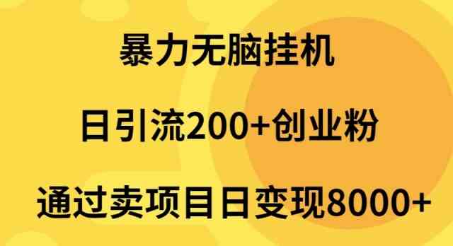 （9788期）暴力无脑挂机日引流200+创业粉通过卖项目日变现2000+-玩备项目资源网