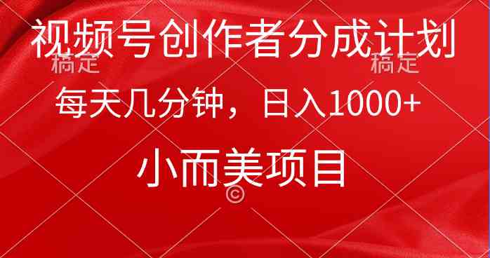 （9778期）视频号创作者分成计划，每天几分钟，收入1000+，小而美项目-玩备项目资源网