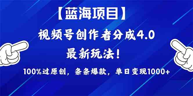 （9777期）2024蓝海项目视频号，最新方法， 100%过原创，条条爆款，单日变现1K+，…-玩备项目资源网