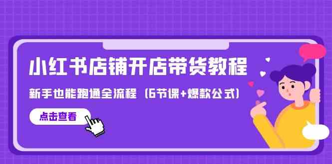 （9883期）最新小红书店铺开店带货教程，新手也能跑通全流程（6节课+爆款公式）-玩备项目资源网