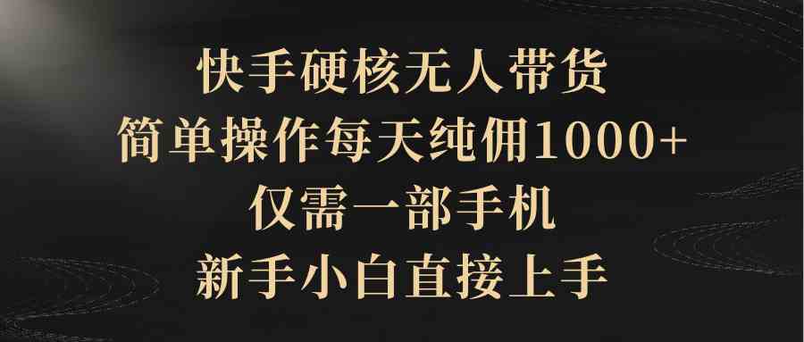 （9862期）快手硬核无人带货，简单操作每天纯佣1000+,仅需一部手机，新手小白直接上手-玩备项目资源网