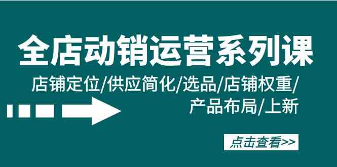 （9845期）全店·动销运营系列课：店铺定位/供应简化/选品/店铺权重/产品布局/上新-玩备项目资源网