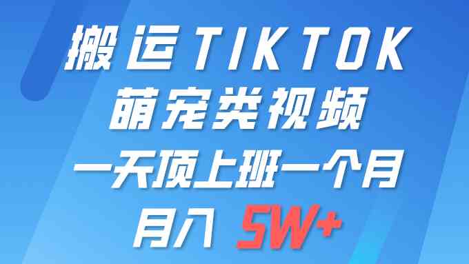 （9931期）一键搬运TIKTOK萌宠类视频 一部手机即可操作 所有平台均可发布 轻松月入5W+-玩备项目资源网