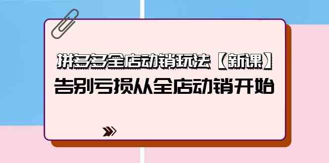（9974期）拼多多全店动销玩法【新课】，告别亏损从全店动销开始（4节视频课）-玩备项目资源网