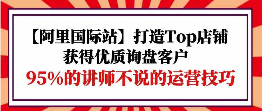 （9976期）【阿里国际站】打造Top店铺-获得优质询盘客户，95%的讲师不说的运营技巧-玩备项目资源网