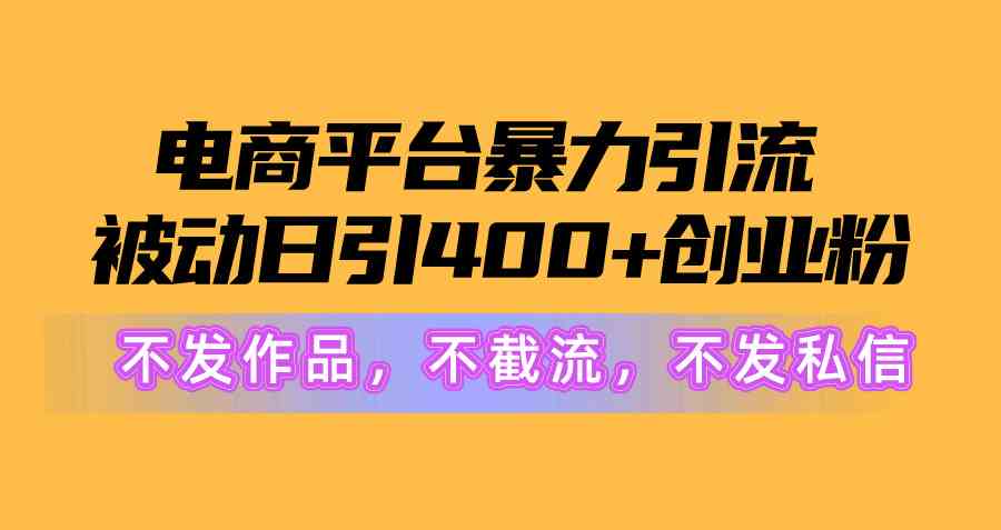 （10168期）电商平台暴力引流,被动日引400+创业粉不发作品，不截流，不发私信-玩备项目资源网