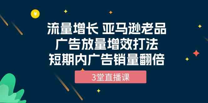 （10112期）流量增长 亚马逊老品广告放量增效打法，短期内广告销量翻倍（3堂直播课）-玩备项目资源网