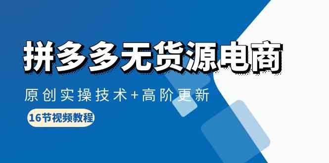 （10015期）拼多多无货源电商，原创实操技术+高阶更新（16节视频教程）-玩备项目资源网