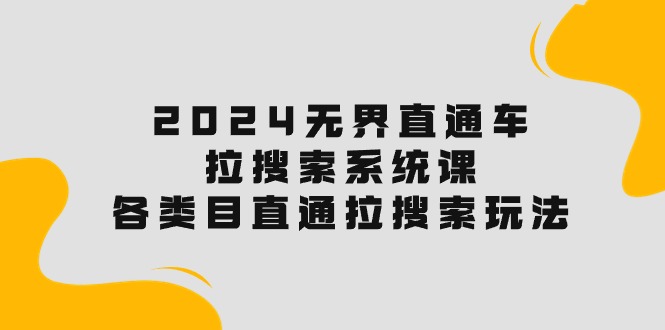 （10508期）2024无界直通车·拉搜索系统课：各类目直通车 拉搜索玩法！-玩备项目资源网