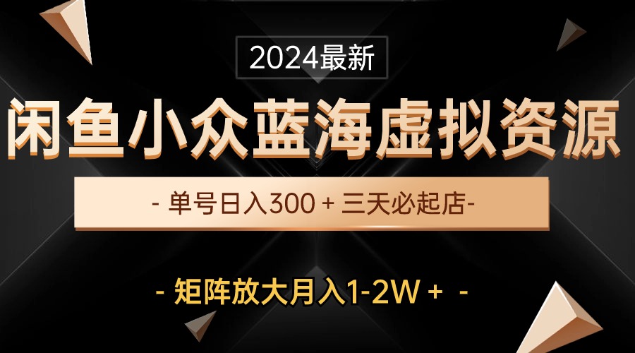 （10336期）最新闲鱼小众蓝海虚拟资源，单号日入300＋，三天必起店，矩阵放大月入1-2W-玩备项目资源网