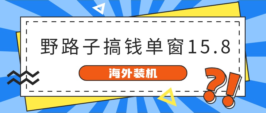 （10385期）海外装机，野路子搞钱，单窗口15.8，已变现10000+-玩备项目资源网