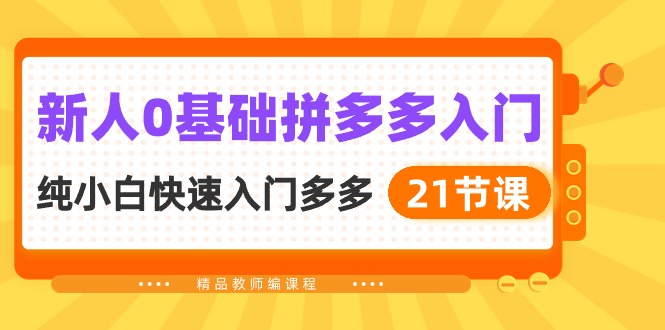 （10299期）新人0基础拼多多入门，​纯小白快速入门多多（21节课）-玩备项目资源网