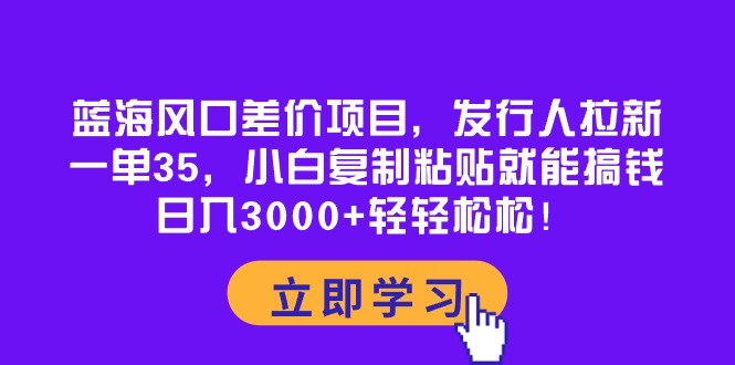 （10272期）蓝海风口差价项目，发行人拉新，一单35，小白复制粘贴就能搞钱！日入30…-玩备项目资源网