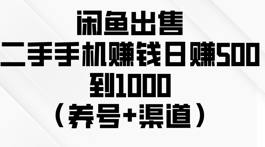 （10269期）闲鱼出售二手手机赚钱，日赚500到1000（养号+渠道）-玩备项目资源网