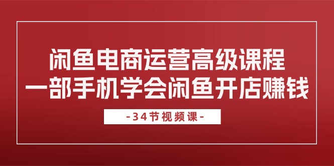 （10686期）闲鱼电商运营高级课程，一部手机学会闲鱼开店赚钱（34节课）-玩备项目资源网