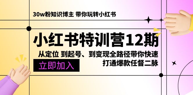 （10666期）小红书特训营12期：从定位 到起号、到变现全路径带你快速打通爆款任督二脉-玩备项目资源网