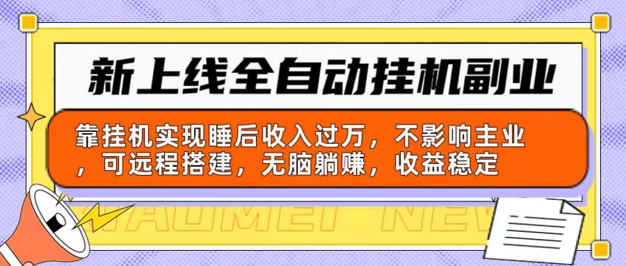 （10588期）新上线全自动挂机副业：靠挂机实现睡后收入过万，不影响主业可远程搭建…-玩备项目资源网