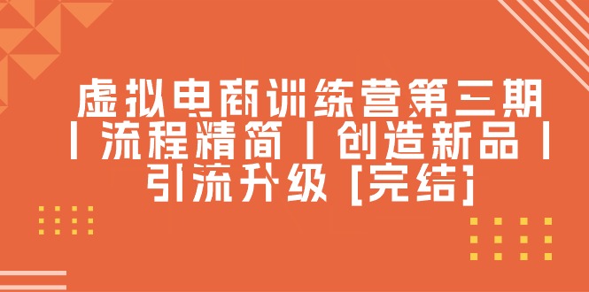 （10960期）虚拟电商训练营第三期丨流程精简丨创造新品丨引流升级 [完结]-玩备项目资源网